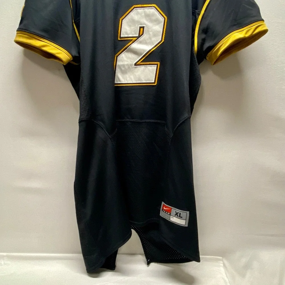 Nike GT Team Football Jersey #2 Men's XL Black Gold Logo Authentic On Field GUC